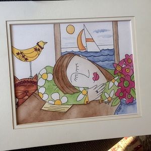 Watercolor double framed.